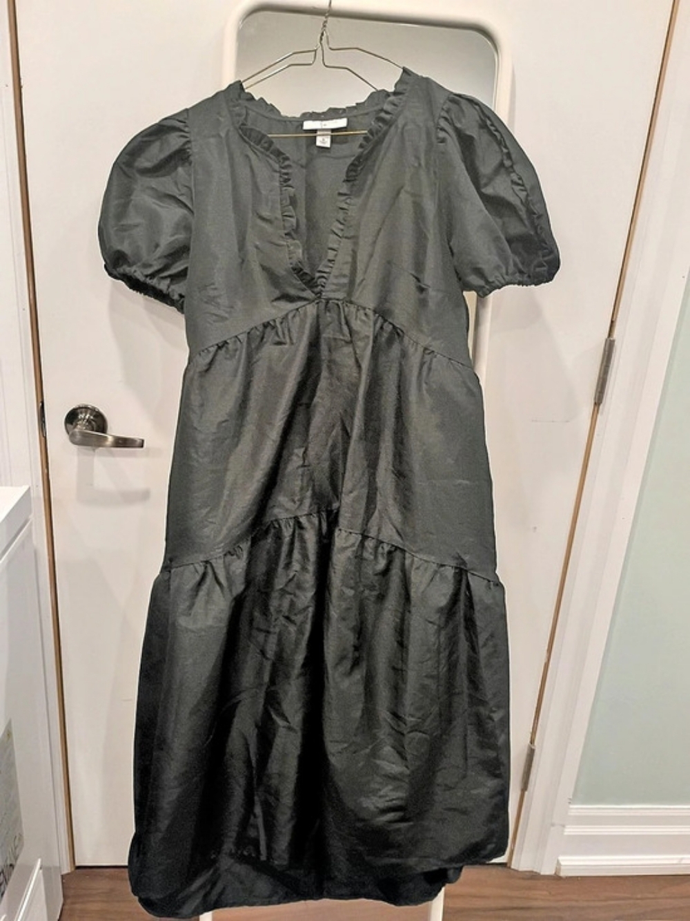 KIKA VARGAS for Target Tiered Ruffle Edge Puff Sleeve Midi Dress Puff Sleeve